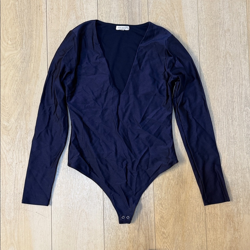 Good American Deep Blue Fitted Bodysuit Size 3